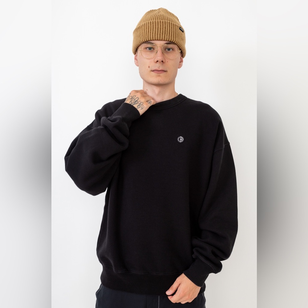 Polar Skate Co. ED Patch Crewneck Black Cotton Fleece Sz L Sweatshirt Sweater